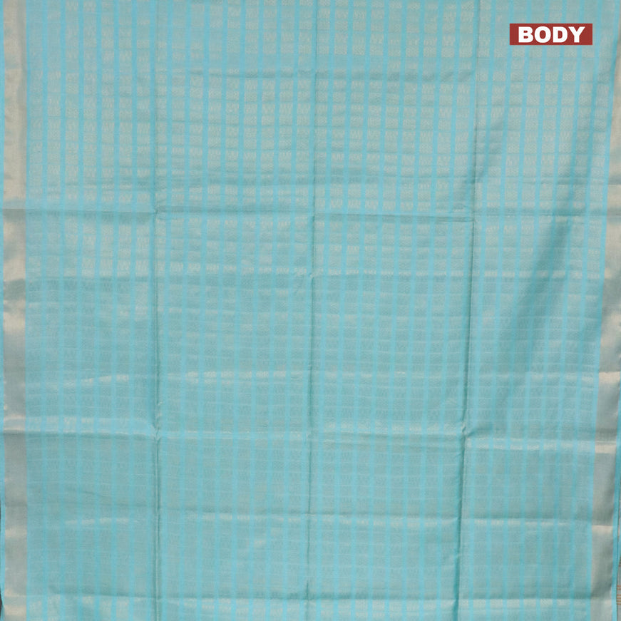 Munga jacquard saree teal blue shade with allover geometric zari weaves and zari woven border