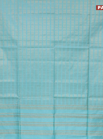 Munga jacquard saree teal blue shade with allover geometric zari weaves and zari woven border