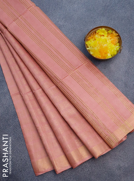 Munga jacquard saree pastel peach with allover geometric zari weaves and zari woven border