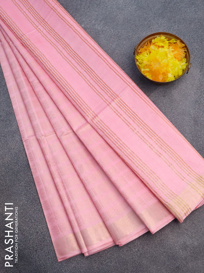 Munga jacquard saree light pink with allover geometric zari weaves and zari woven border