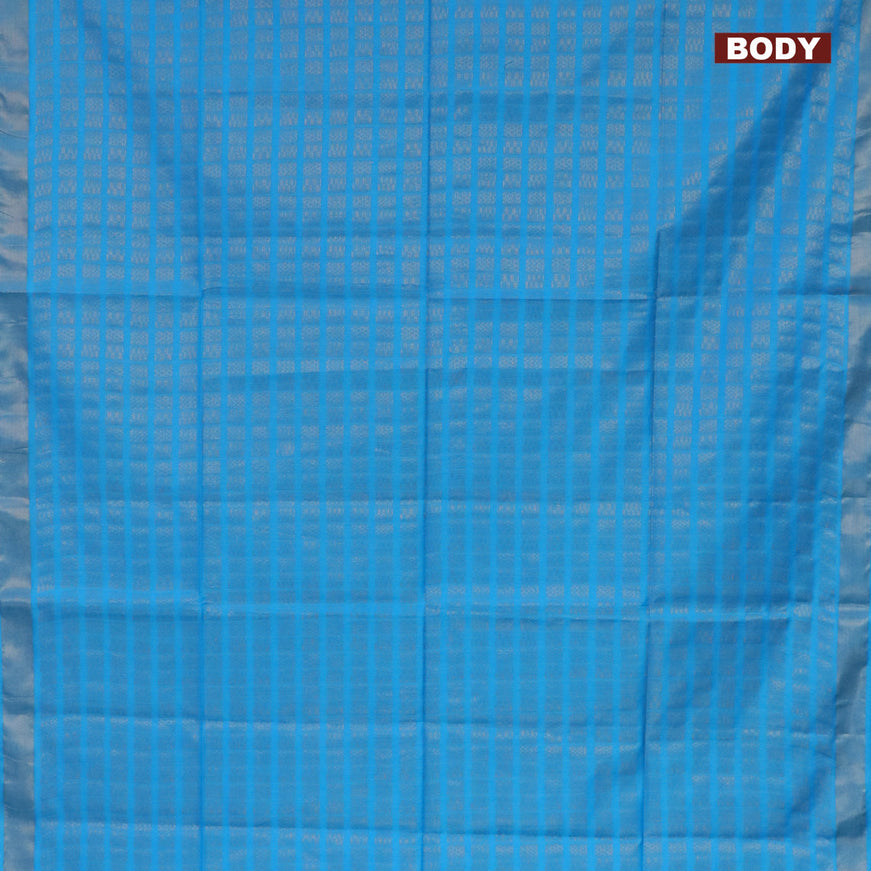 Munga jacquard saree light blue with allover geometric zari weaves and zari woven border