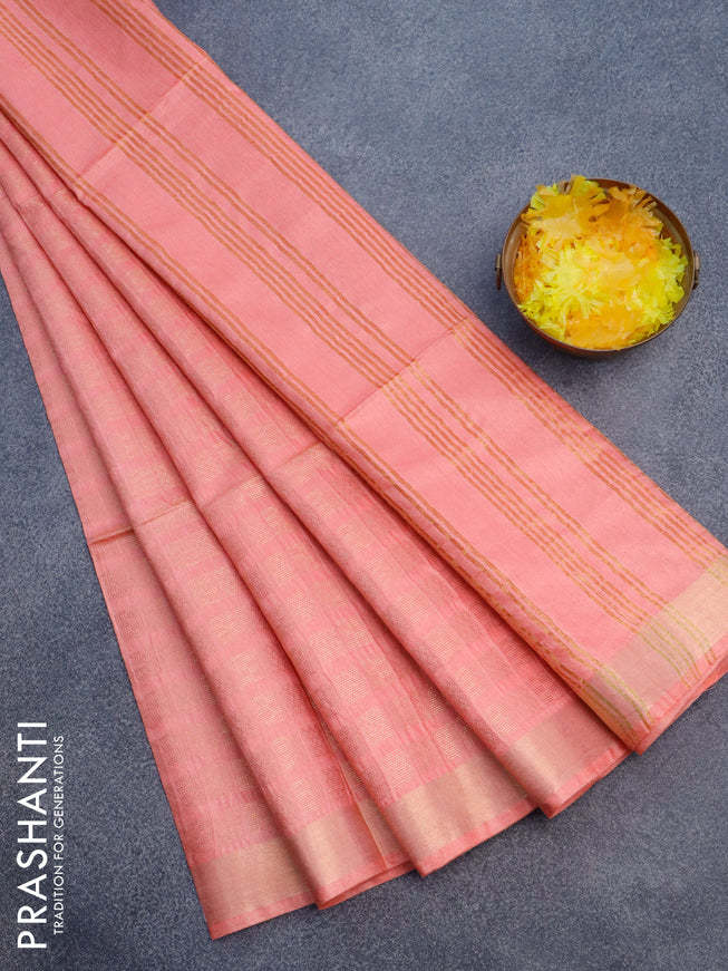 Munga jacquard saree peach shade with allover geometric zari weaves and zari woven border