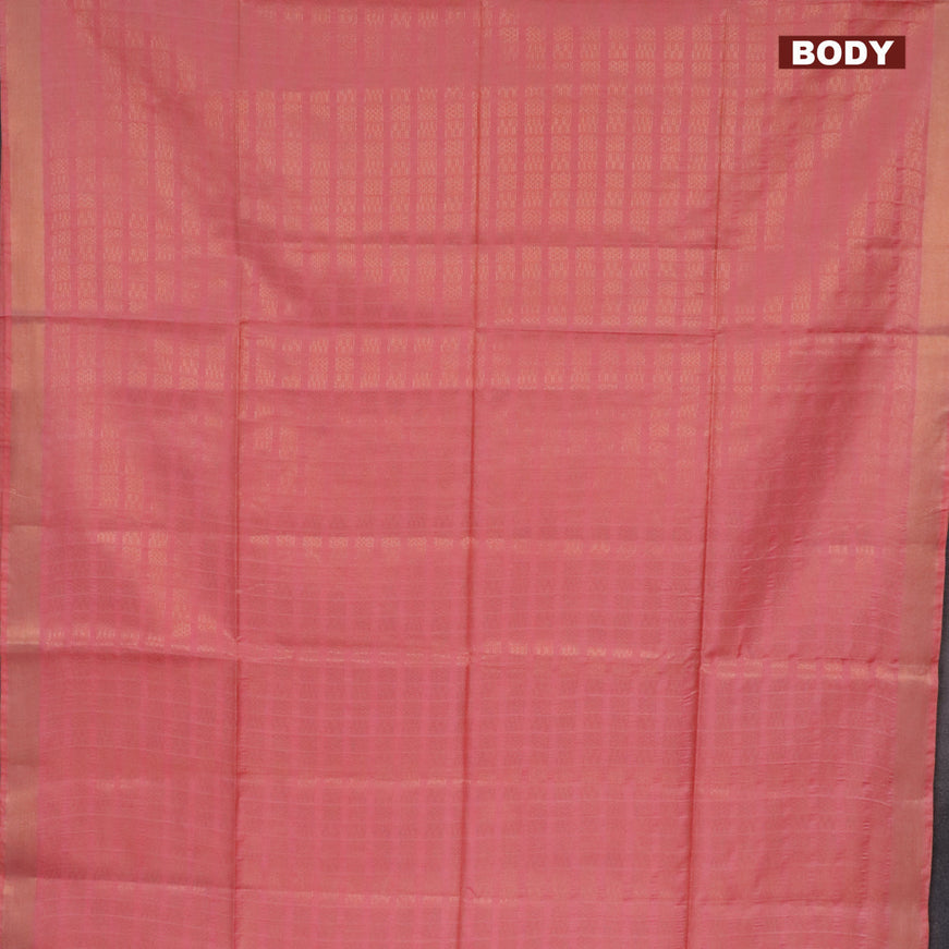 Munga jacquard saree peach shade with allover geometric zari weaves and zari woven border