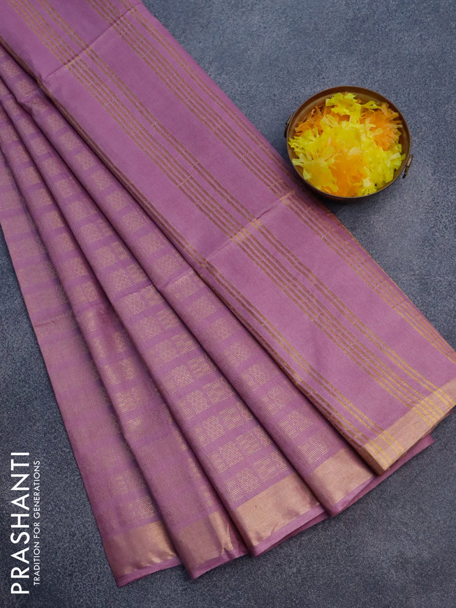 Munga jacquard saree mauve pink with allover geometric zari weaves and zari woven border