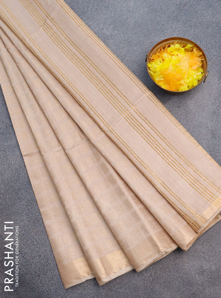 Munga jacquard saree beige with allover geometric zari weaves and zari woven border