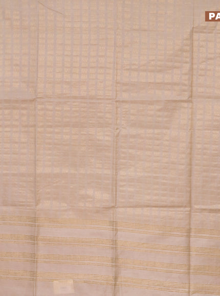 Munga jacquard saree beige with allover geometric zari weaves and zari woven border