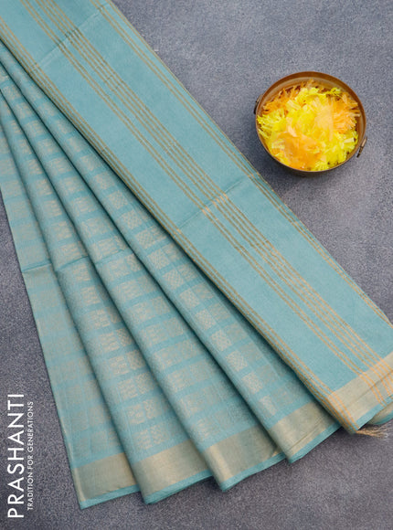 Munga jacquard saree pastel blue with allover geometric zari weaves and zari woven border