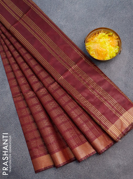 Munga jacquard saree maroon with allover geometric zari weaves and zari woven border