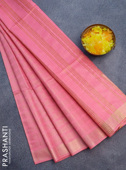 Munga jacquard saree peach pink with allover geometric zari weaves and zari woven border