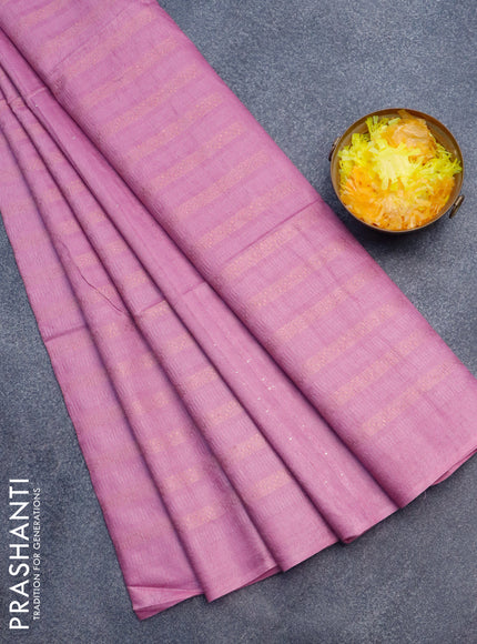 Munga jacquard saree lotus pink with allover copper zari weaves and sequin work pallu