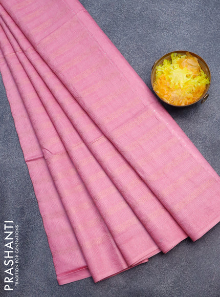 Munga jacquard saree light pink with allover copper zari weaves and sequin work pallu