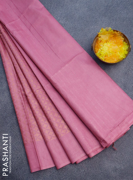 Munga jacquard saree pink shade with allover copper zari weaves and sequin work pallu