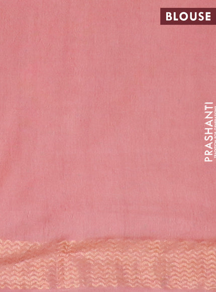 Munga jacquard saree peach pink with allover zari weaves and zari woven border