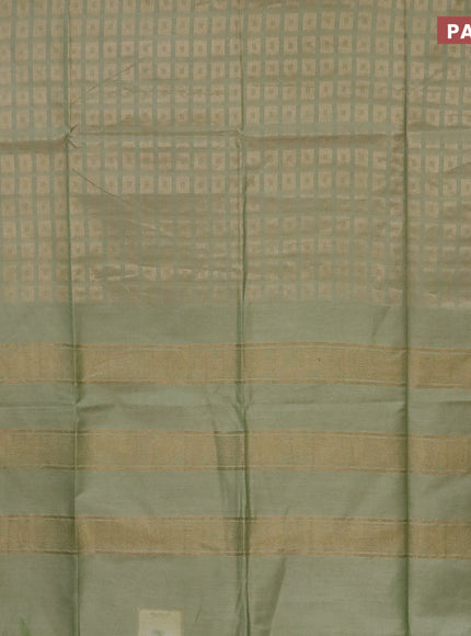 Munga jacquard saree pastel green with allover zari weaves and zari woven border