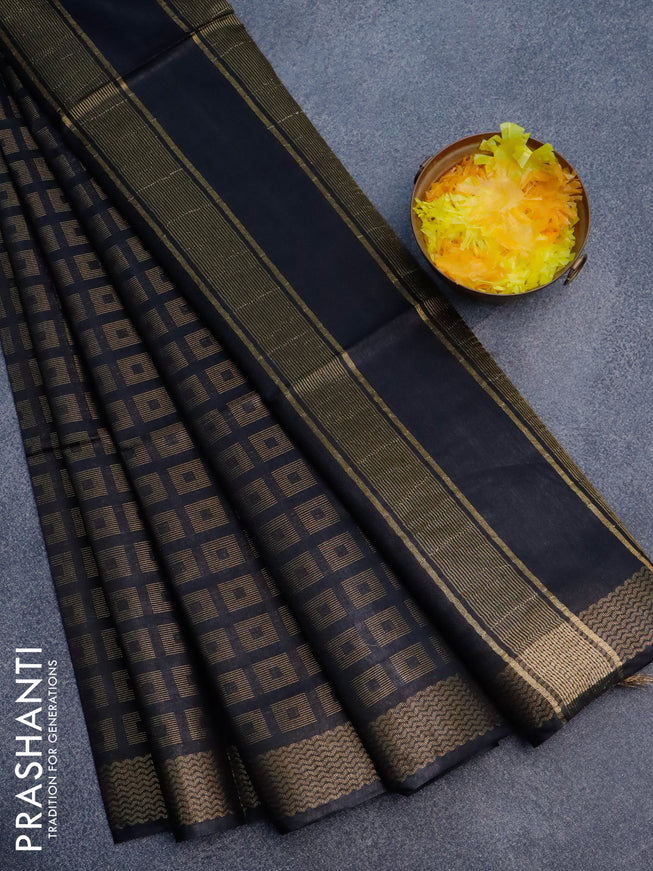 Munga jacquard saree black with allover zari weaves and zari woven border