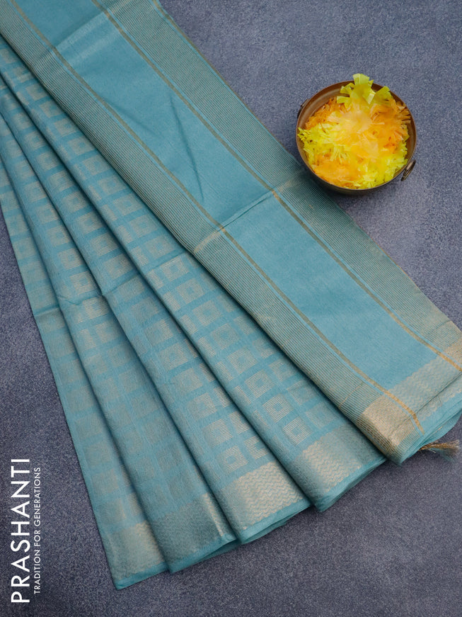 Munga jacquard saree pastel blue with allover zari weaves and zari woven border