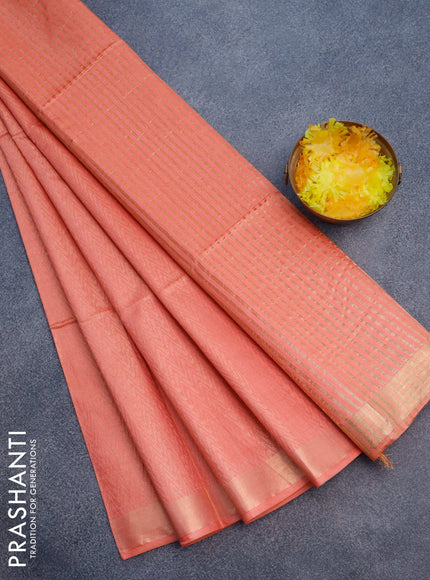 Munga jacquard saree peach shade with allover zari weaves and sequin work pallu