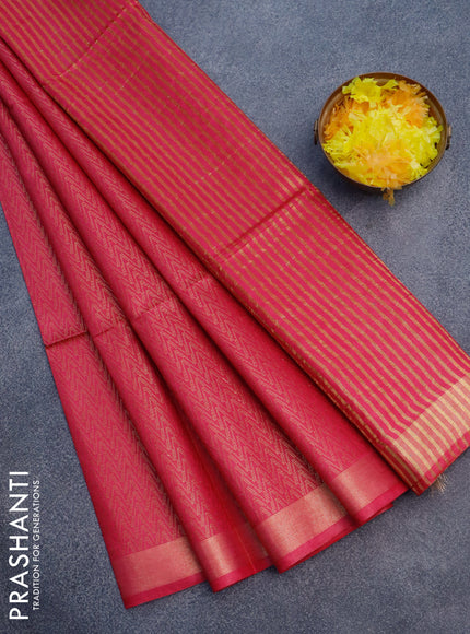 Munga jacquard saree pink with allover zari weaves and sequin work pallu