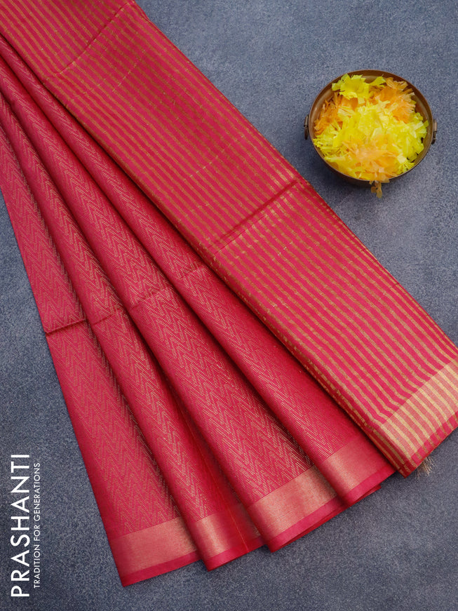 Munga jacquard saree pink with allover zari weaves and sequin work pallu