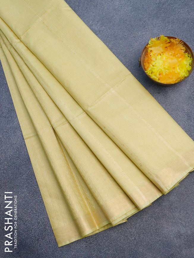 Munga jacquard saree yellow with allover zari weaves and sequin work pallu