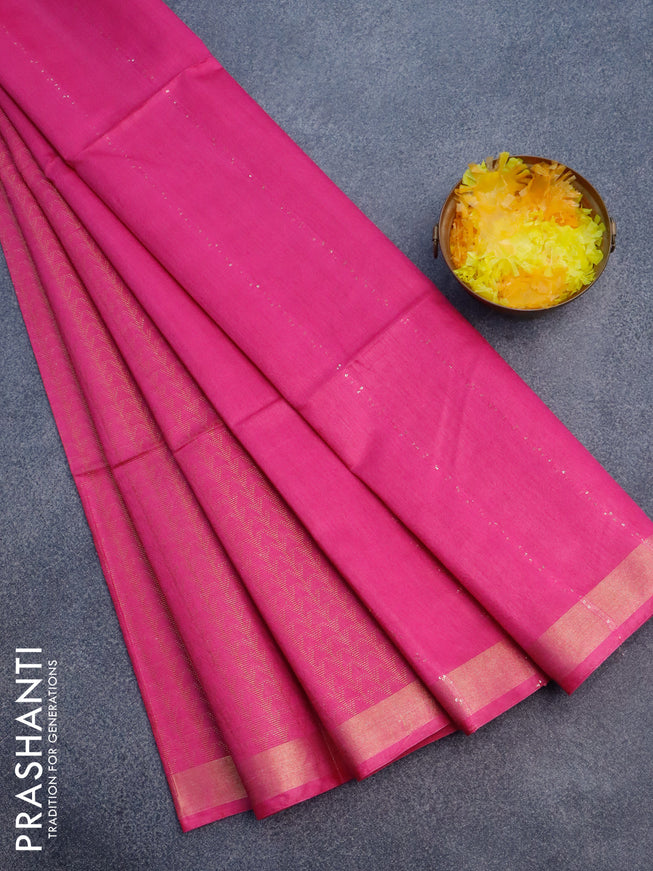 Munga jacquard saree dark pink with allover zari weaves and sequin work pallu