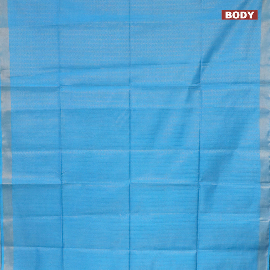 Munga jacquard saree cs blue with allover zari weaves and sequin work pallu