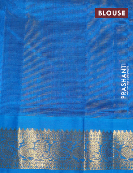 Silk cotton saree purple and cs blue with allover vairaosi pattern and zari woven korvai border