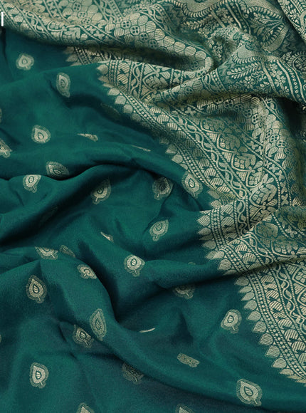 Semi crepe saree peacock green with thread woven buttas and thread woven border