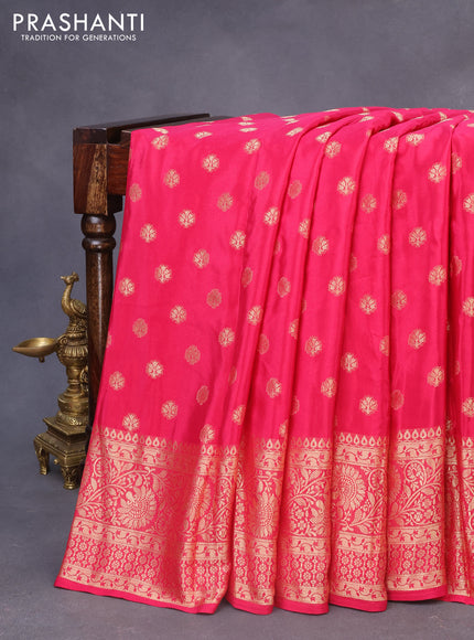 Semi crepe saree pink with thread woven buttas and thread woven border