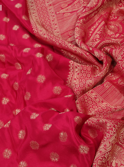 Semi crepe saree pink with thread woven buttas and thread woven border