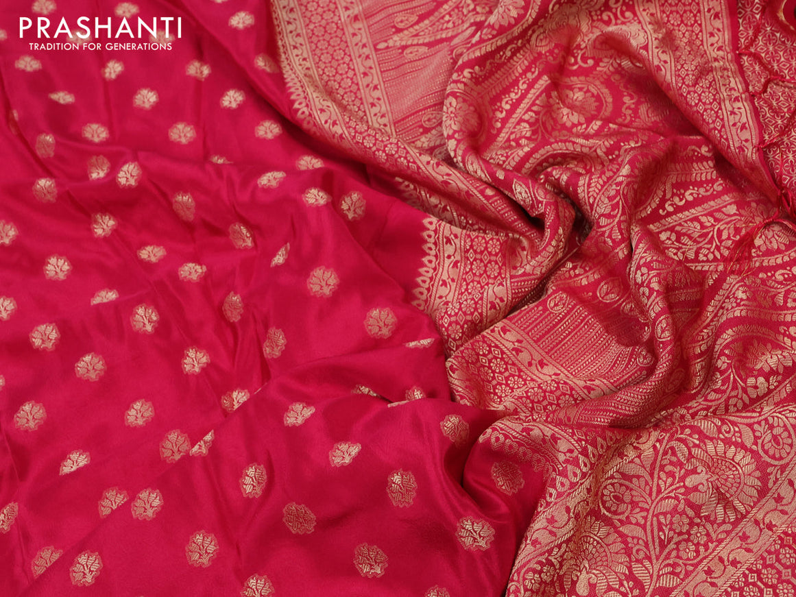 Semi crepe saree pink with thread woven buttas and thread woven border