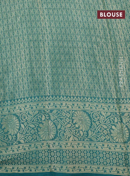 Semi crepe saree teal green with thread woven buttas and thread woven border