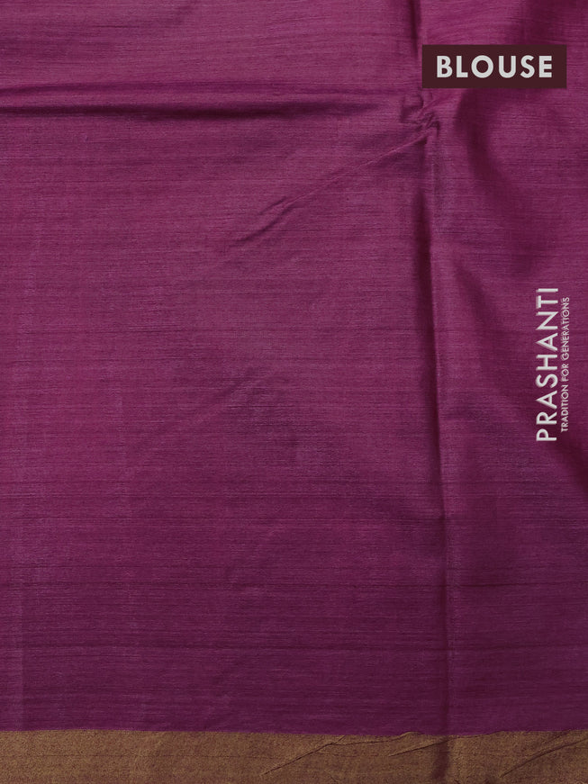 Banana silk saree dark magenta pink with silver & gold zari weaves and zari woven border