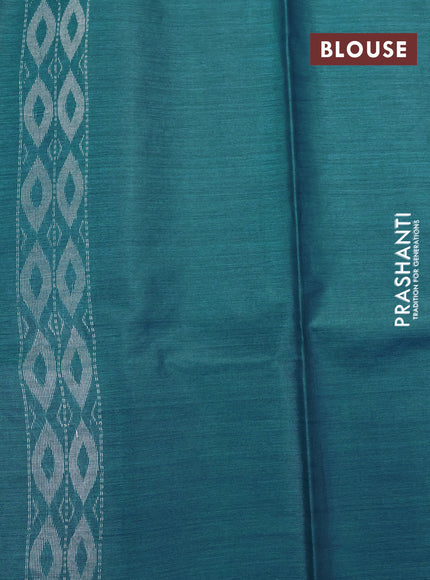 Banana silk saree cs blue with silver & gold zari woven buttas and zari woven border