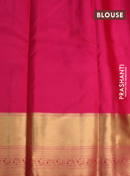 Pure kanchipuram silk saree green and pink with zari woven buttas and zari woven border