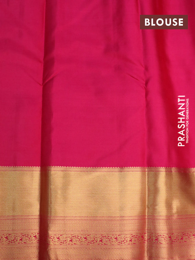 Pure kanchipuram silk saree green and pink with zari woven buttas and zari woven border