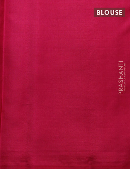 Pure kanchipuram silk saree black and pink with zari woven buttas in borderless style