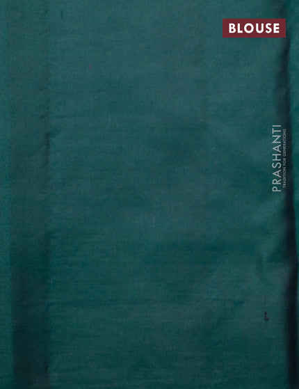 Pure kanchipuram silk saree pink and dark green with zari woven buttas in borderless style