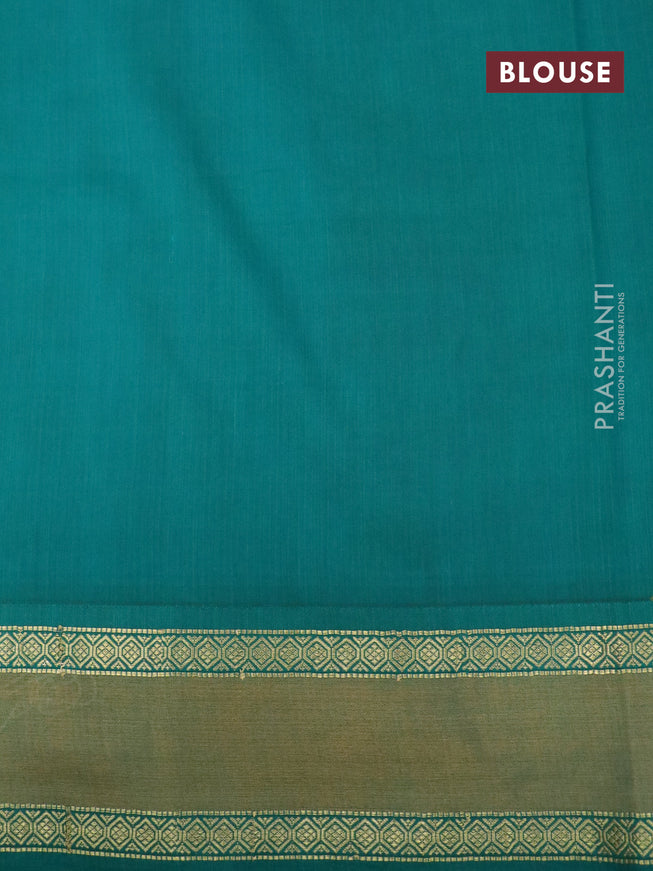 Pure kanchipuram silk saree mustard yellow and green with allover pen kalamkari prints and rettapet zari woven korvai border