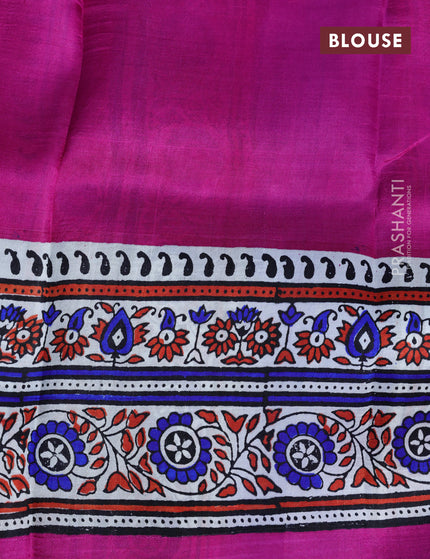 Bishnupuri silk saree pink and off white with plain body and printed border