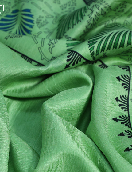 Bishnupuri silk saree light green and green with butta prints and printed border