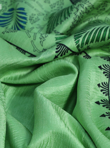 Bishnupuri silk saree light green and green with butta prints and printed border