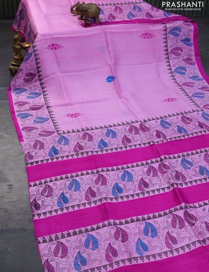 Bishnupuri silk saree light pink and pink with butta prints and printed border