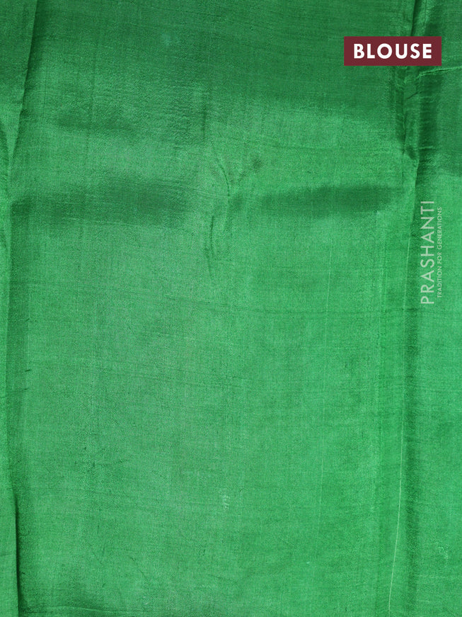 Bishnupuri silk saree cream and green with butta prints and printed border