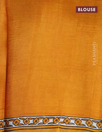 Bishnupuri silk saree cream and orange with plain body and printed border