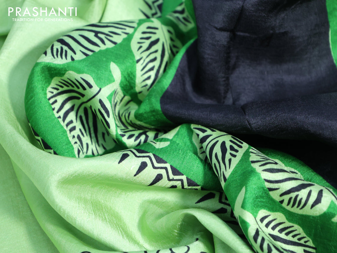 Bishnupuri silk saree light green and green with butta prints and printed border