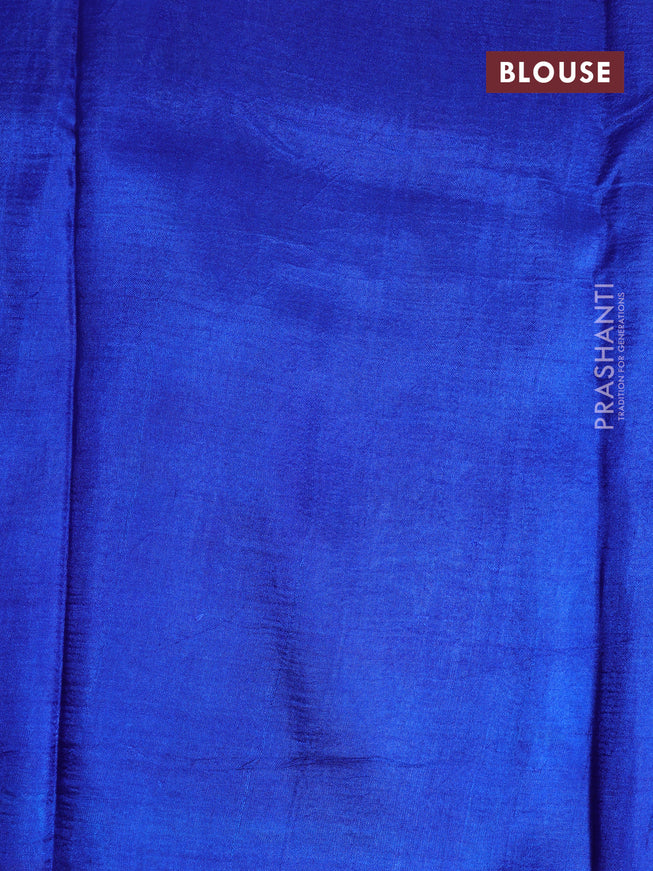 Bishnupuri silk saree grey and royal blue with butta prints and printed border