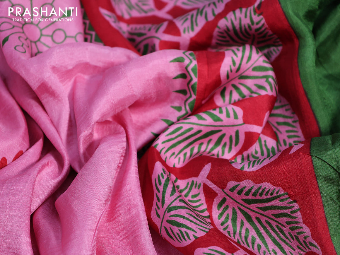 Bishnupuri silk saree light pink and red with butta prints and printed border