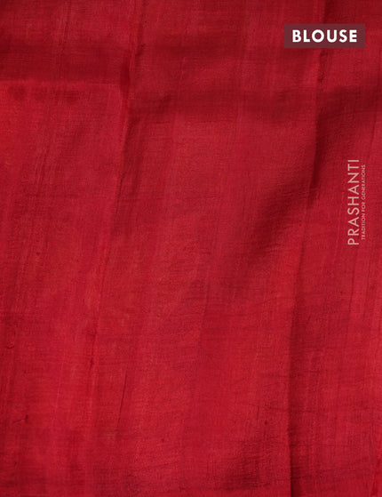 Bishnupuri silk saree pale yellow and red with butta prints and printed border