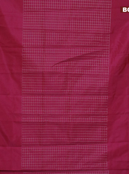 Semi mangalgiri silk saree dark magenta pink with allover silver zari checked pattern and silver zari woven border